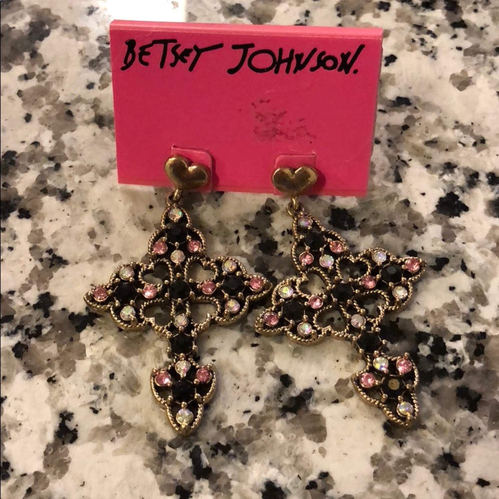 Betsey Johnson cross earrings